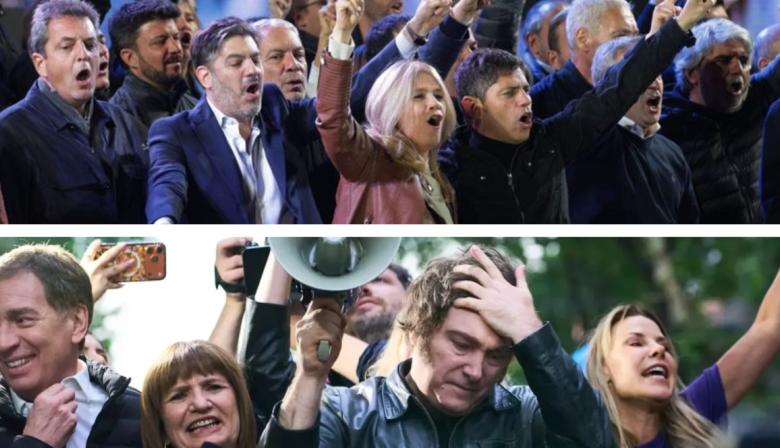 Milei cierra en Rosario y Kicillof, Taiana y Massa en San Martín