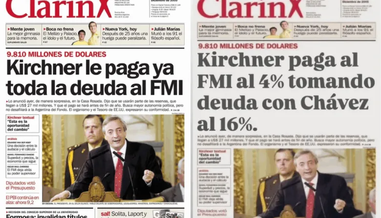 Milei compartió una tapa falsa de Clarín para intentar dejar mal parado a Néstor Kirchner