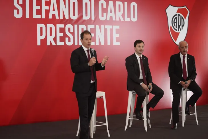 Di Carlo junto a Jorge Brito y Rodolfo D'Onofrio en el lanzamiento de su candidatura a Presidente.