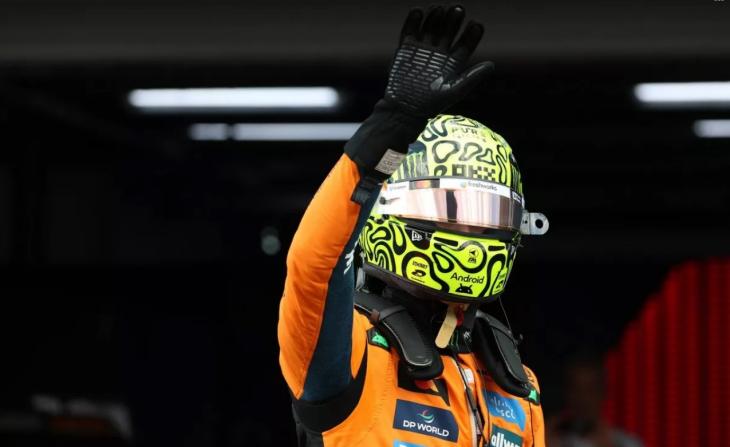 Lando Norris celebra la pole position en el Gran Premio de Brasil.