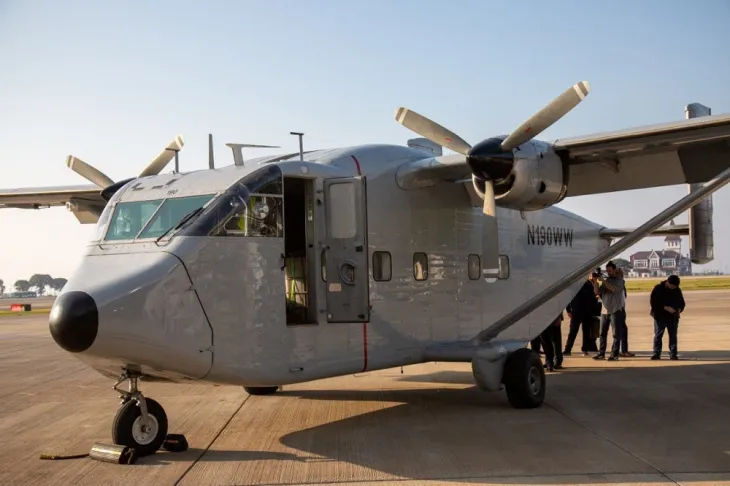 Avi&oacute;n Skyvan utilizado por la dictadura militar en los vuelos de la muerte, recuperado y exhibido en el Sitio de Memoria ESMA como prueba judicial.