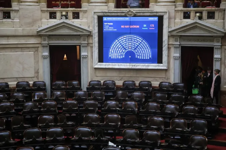 Vista del recinto del Senado de la Naci&oacute;n vac&iacute;o tras la decisi&oacute;n de Victoria Villarruel de suspender actividades en enero.