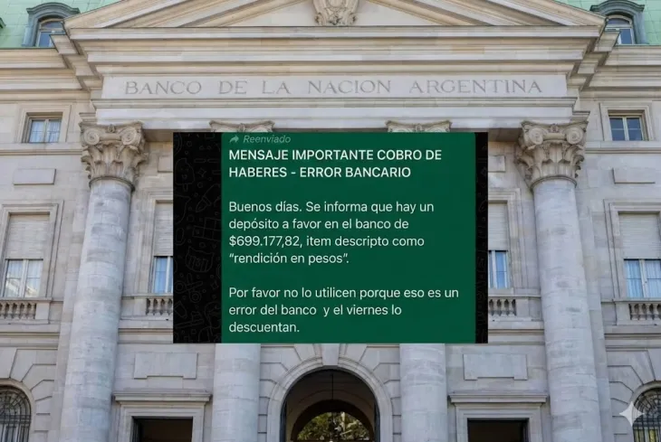 Advertencia sobre el riesgo de saldo negativo por el error del Banco Nación.