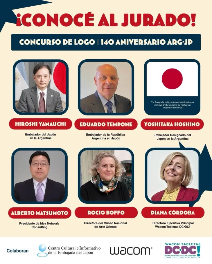 Integrantes del jurado del concurso de logo por los 140 a&ntilde;os de la inmigraci&oacute;n japonesa en Argentina, incluyendo a los embajadores de ambos pa&iacute;ses y expertos en cultura oriental.