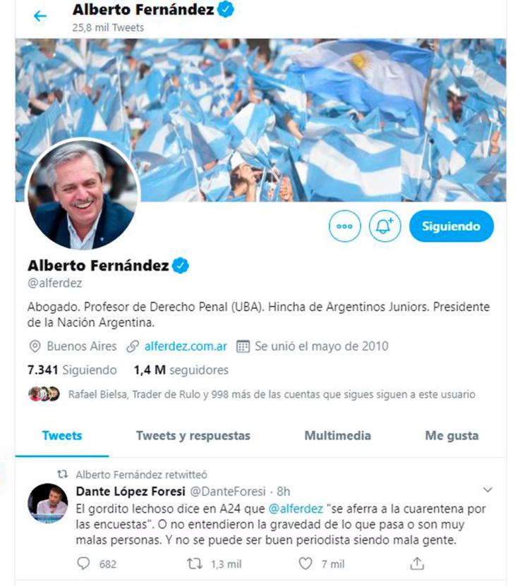 Alberto Fern&aacute;ndez hab&iacute;a pedido disculpas por dar 'me gusta' a un post que llamaba "gordito lechoso" a Jonatan Viale. 