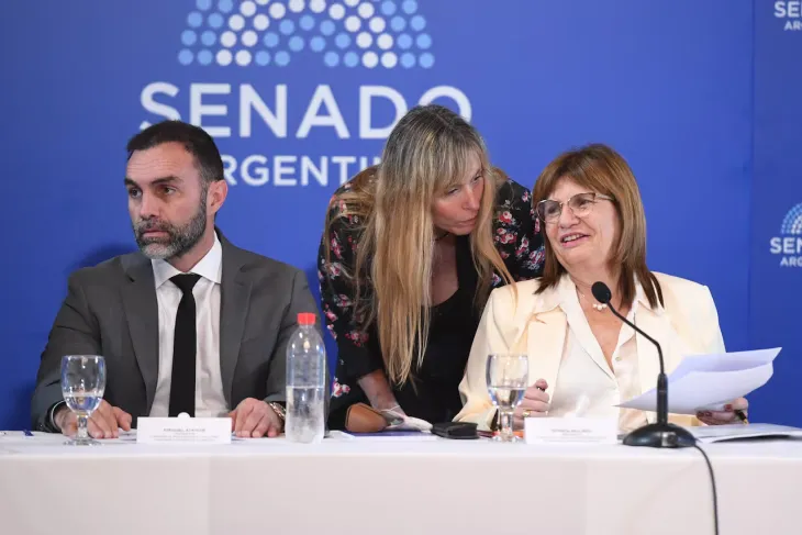 Patricia Bullrich en el Senado, antes del debate de febrero por la reforma laboral.