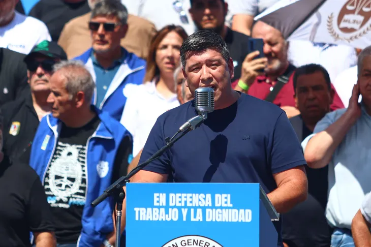 El dirigente Cristian Jerónimo cuestionando la veracidad de los datos del INDEC.