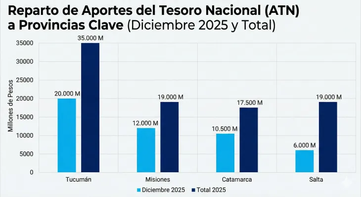 Tabla con montos recibidos por Tucumán, Misiones, Salta y Catamarca.