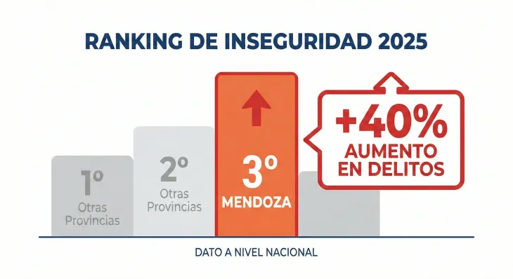 Gr&aacute;fico que muestra el incremento del delito en Mendoza durante el &uacute;ltimo a&ntilde;o.