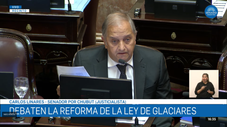 El senador por Chubut rechazando la reforma ambiental en el Congreso.