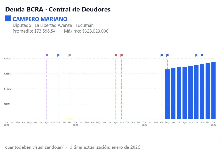 Registro de deuda de Mariano Campero en el sistema del Banco Central.