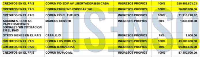 Documento oficial que muestra deudas de desarrolladores inmobiliarios con el intendente.