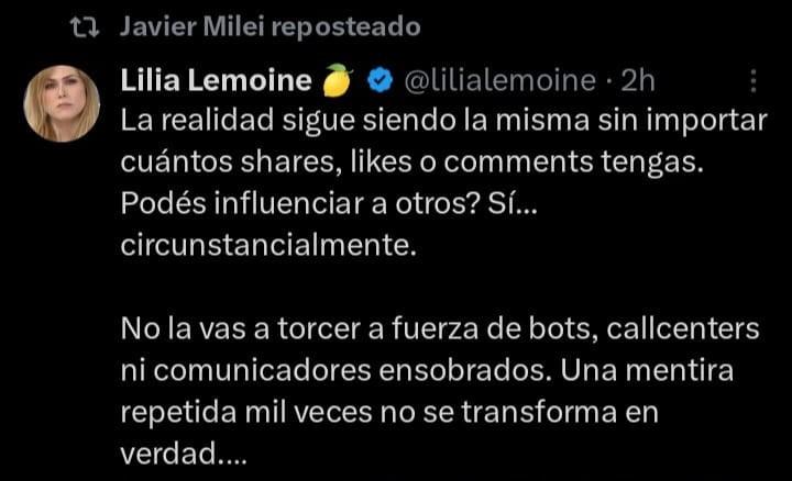 El retuit de Javier Milei contra el Gordo Dan que desconcert&oacute; a Las Fuerzas del Cielo.
