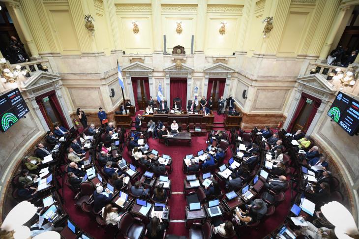 Vista del recinto del Senado de la Naci&oacute;n durante las sesiones legislativas destinadas al debate del marco normativo para trabajadores independientes.