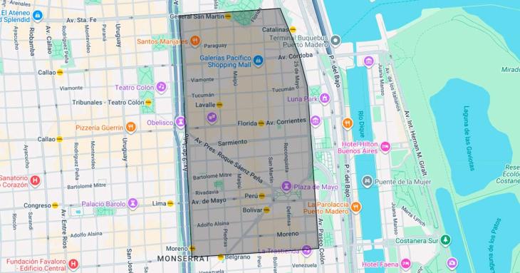 Mapa que muestra la ubicaci&oacute;n del Distrito de Inteligencia Artificial en la Ciudad Aut&oacute;noma de Buenos Aires (CABA).