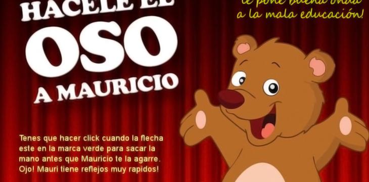 Pantalla del videojuego Hacele el oso a Mauricio.