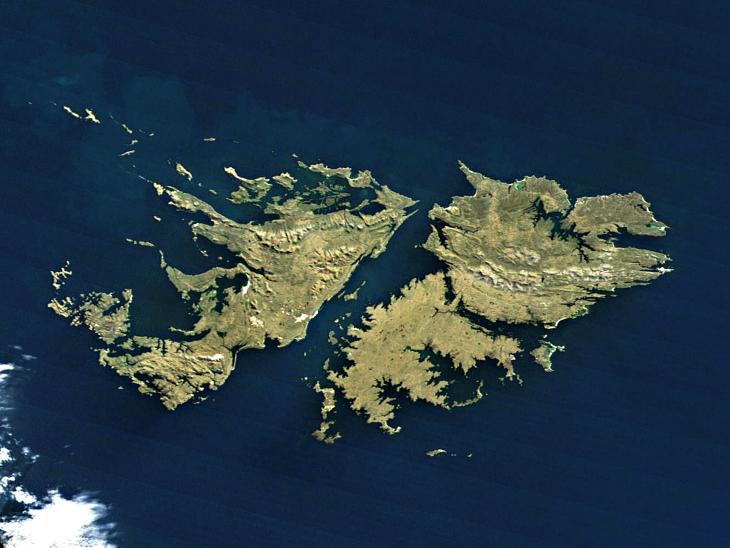 Las Islas Malvinas vistas desde el espacio.