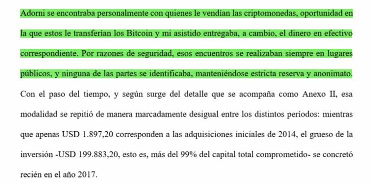 La explicación de Adorni sobre su método de compra y venta de Bitcoin.