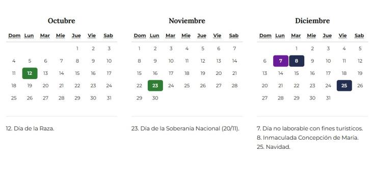 calendario oficial de feriados nacionales 2026