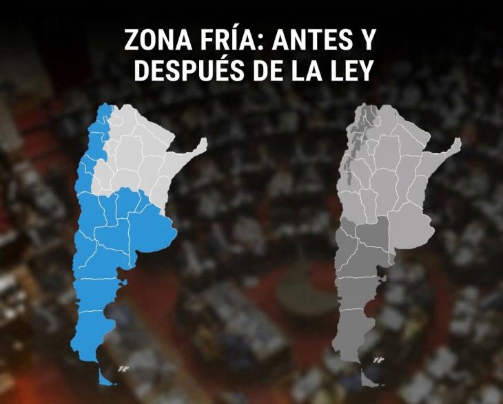 Placa con las zonas que mantienen y las que pierden el descuento de Zona Fría