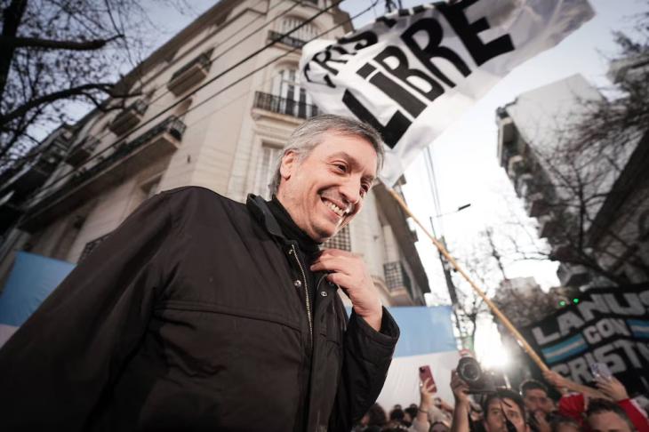 Máximo Kirchner, diputado nacional y líder de La Cámpora, en un acto