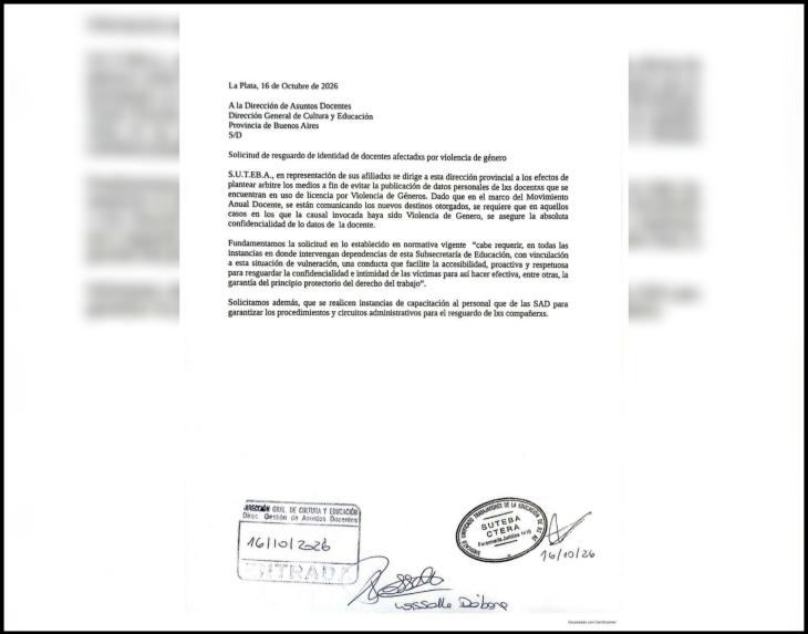 El documento presentado por SUTEBA.