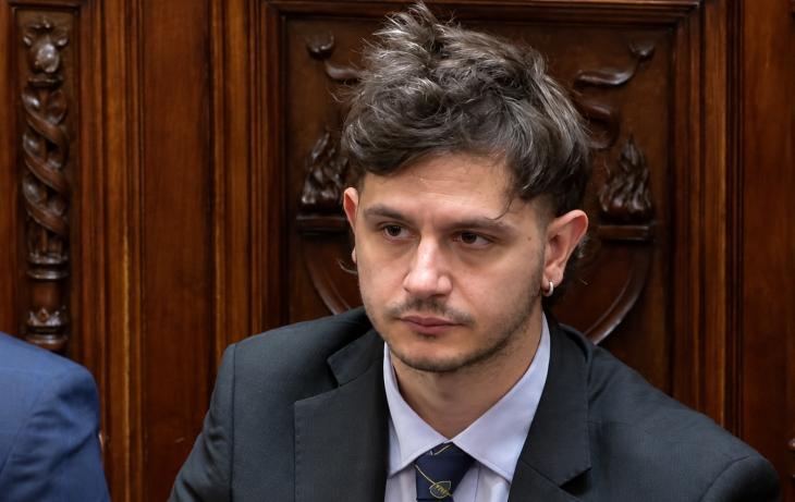 Juan María Pagotto en el recinto del Senado durante el homenaje a su padre.