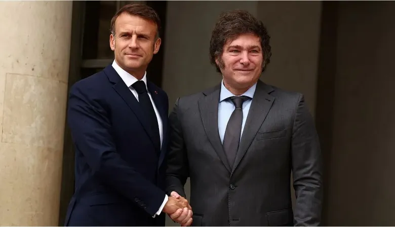 Milei recibió a Emmanuel Macron en Casa Rosada