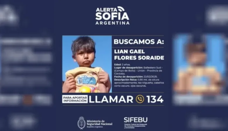 Caso Lian: “Si fuera por nosotros, la búsqueda sería indefinida”, dijo un vocero del ministerio de Seguridad de Córdoba