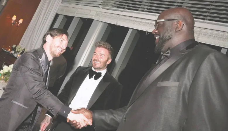 Furor por el encuentro entre Messi y Shaquille O’Neil en el cumpleaños de Beckham