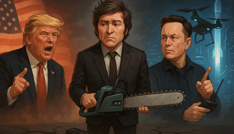Milei en medio de la guerra Trump-Musk: la motosierra se quedó sin batería