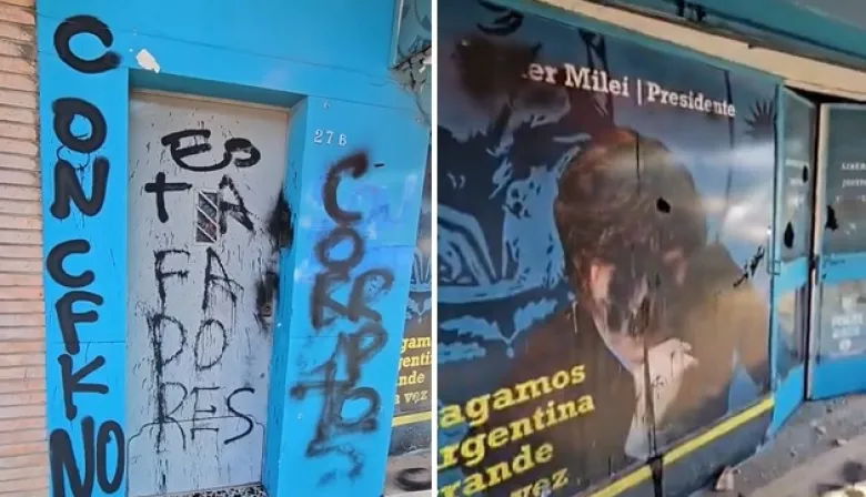 Destrozaron un local inaugurado por Milei en Quilmes y la ligó un vecino: "Eso son"