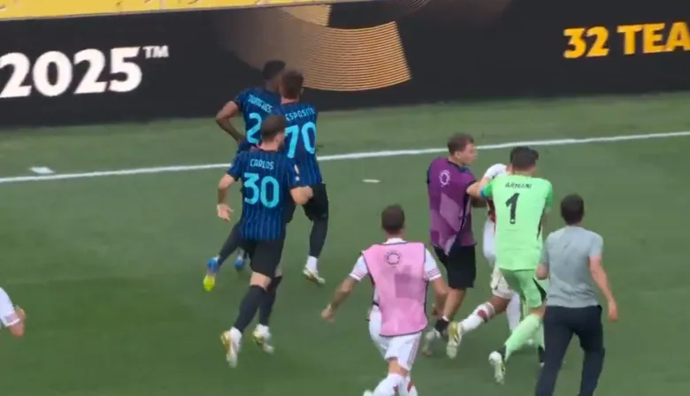 Escándalo en el final de Inter y River: Marcos Acuña corrió a Denzel Dumfries