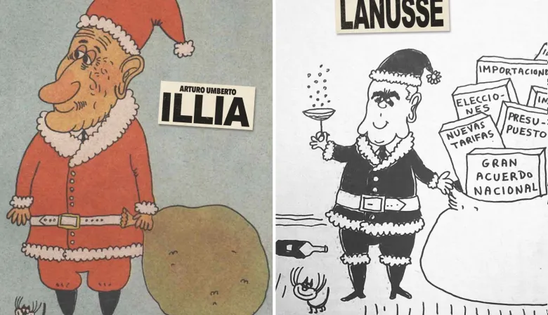 Perón, Onganía, Alfonsín y Menem como Papá Noel: las geniales caricaturas de Landrú
