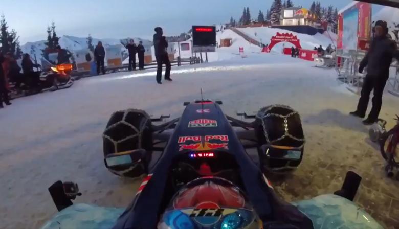 Verstappen corrió en la nieve con un coche adaptado de F1