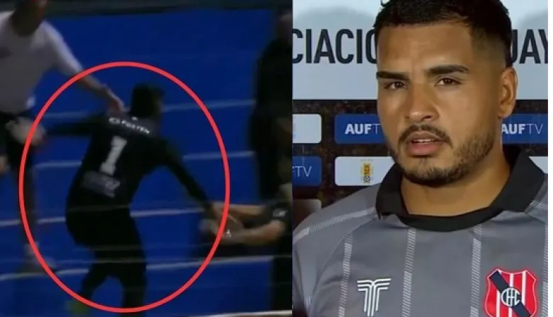 Tras la expulsión, un arquero fue a la tribuna rival y se armó una pelea