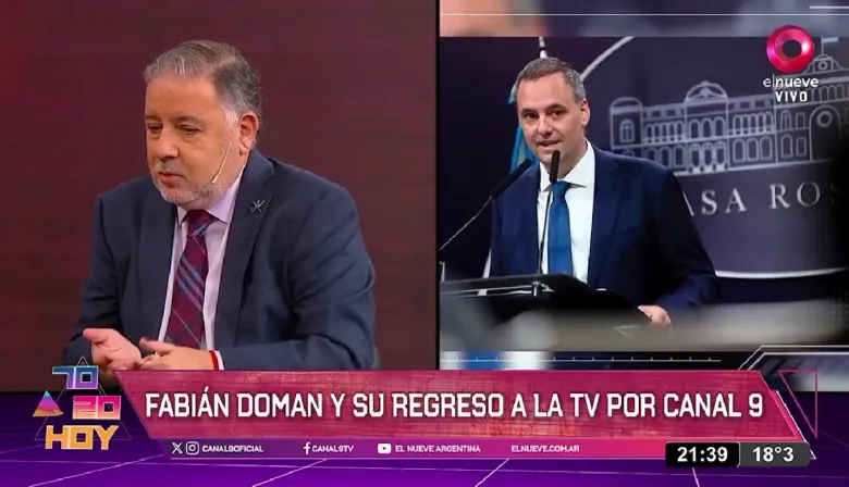 Doman vuelve a Canal 9 y apuntó contra Adorni en vivo: qué dijo
