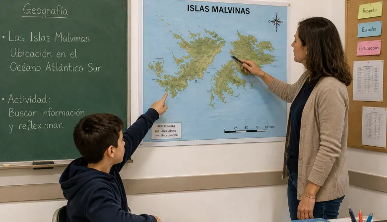 Malvinas y un particular cartel: qué dato quiere sumar Diputados en cada escuela