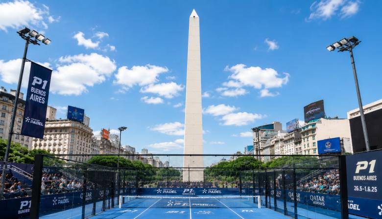 Una cancha de pádel en el Obelisco: el show que abrirá el Premier P1 de Buenos Aires