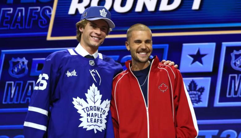 Justin Bieber, Toronto Maple Leafs y NHL: así presentó el club su pick del Draft 2026