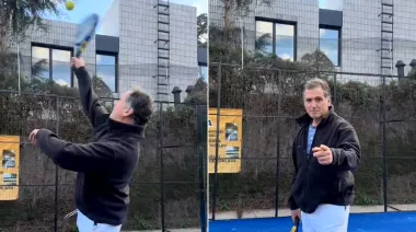 Potencia: Félix Lonigro pidió el voto en PBA con un smash de pádel