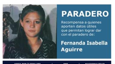 Suben a $5 millones la recompensa por datos sobre el paradero de Fernanda Aguirre