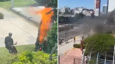 Interna K en Lanús: prendieron fuego un árbol de navidad en medio de la protesta