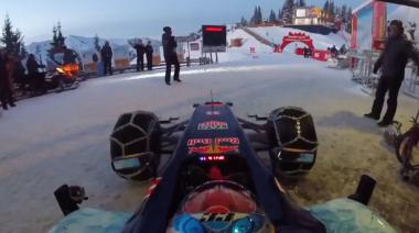 Verstappen corrió en la nieve con un coche adaptado de F1