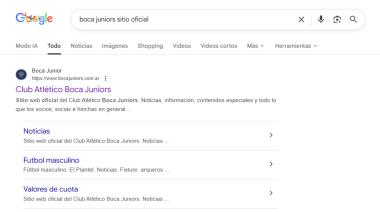 ¿Error técnico o provocación? El sitio oficial de Boca aparece como “Boca Junior” en Google
