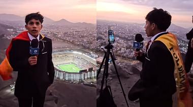 Un joven periodista relató la final de la Copa Libertadores desde un cerro
