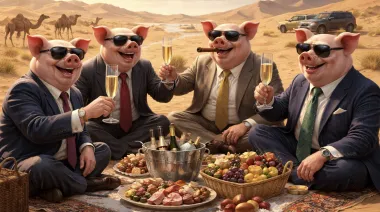 Los cerdos con traje que expone e incomoda la Cancillería de Pablo Quirno