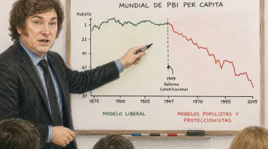 1949, la decadencia: el gráfico que Milei quiere que se enseñe en Argentina