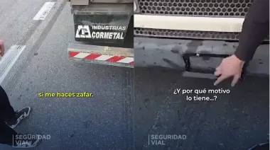 "Fijate si me hacés zafar": labran infracción a camionero con patente retráctil