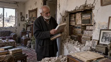 Abu Bilal recuperó en Homs más de mil libros ocultos detrás de una pared
